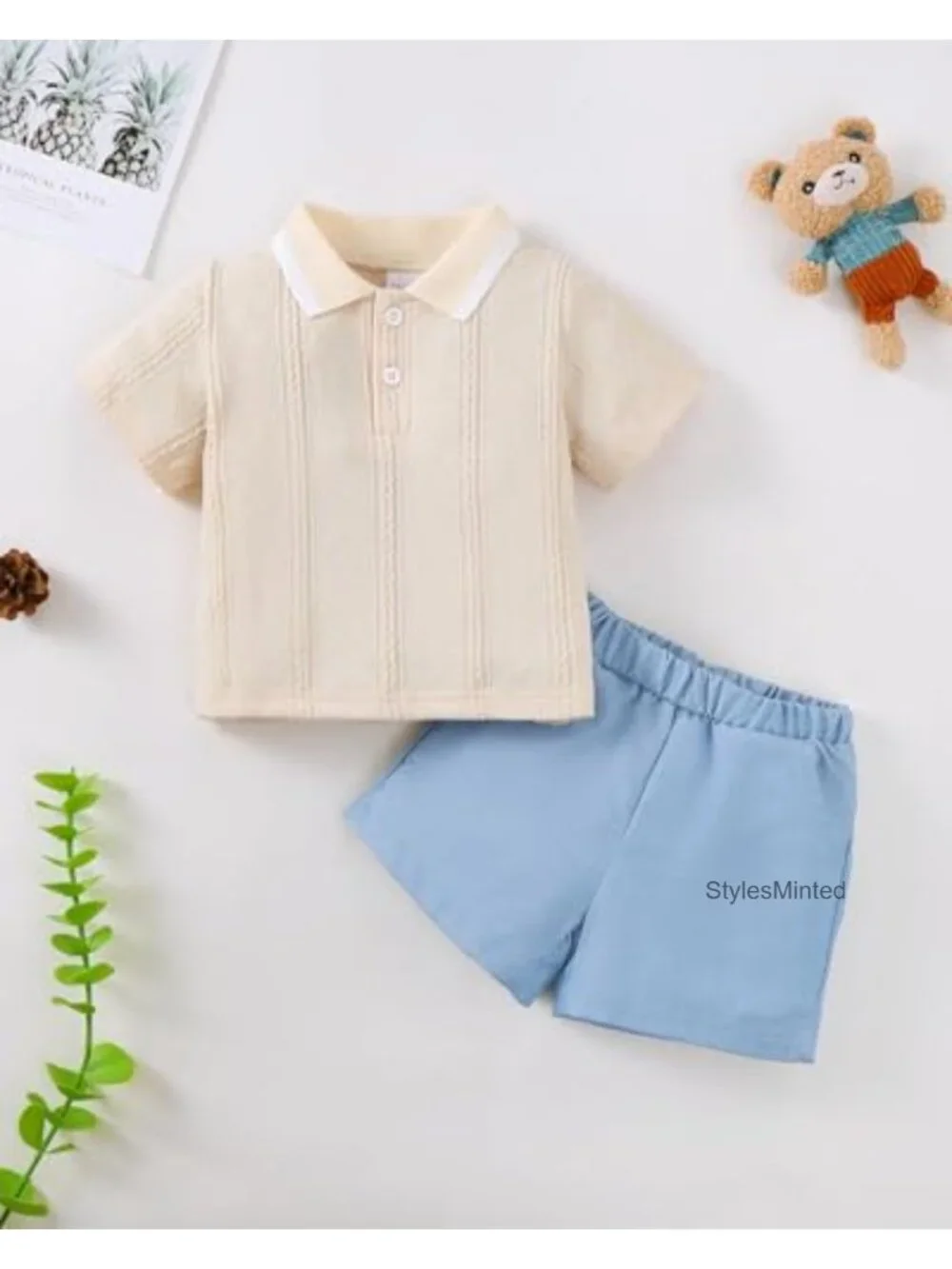 Toddler Boys 2-Piece Polo Shirt and Shorts Set Summer Outfit